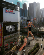 giantess collage city barefoot buildings asian street legs walking tram airraid kyojingirls