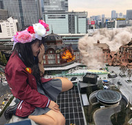 giantess collage city destruction asian kneeling fire japan student airraid kyojingirls