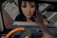 giantess handheld face vehicles looking_at_tiny digital_render selfie ai_tanaka innocent-owl