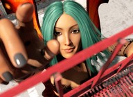 fairy green_hair reaching fingers point_of_view perspective digital_render tiptoes madamemaeve innocent-owl