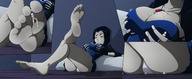 drawing panties color toes barefoot butt_crush raven teen_titans shrunken_people between_toes pussy_crush leotard legs_crossed dc_comics anon grey_skin cupping_breasts ravenravenraven looking_at_tinies between_breasts justice_league_vs._teen_titans