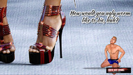 feet high_heels story shrunken_man close_up advertisement point_of_view implied_crush digital_render cute_but_cruel