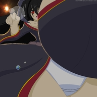 drawing giantess panties earth giga space black_hair long_hair red_eyes huge_breasts moon broku5000