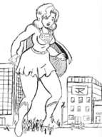breasts drawing gentle giantess city mega skirt anime boots supergirl pen_paper super_woman costume cape belt crowds dc_comics