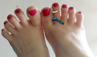 collage barefoot shrunken_man between_toes pedicure red_nails msku