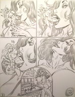 breasts drawing giantess nude vore comic monochrome long_hair huge_breasts julius_zimmerman jessica_rabbit commission panels fumika