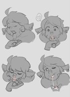 drawing gentle monochrome cum penis handheld oral orgasm bull shrunken_man sketch earrings ogre