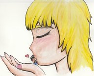 drawing gentle giantess blushing blonde color amy kissing no_background
