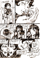 drawing gentle comic monochrome handheld crying crow short_hair spitting shrunken_man ednem