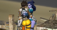giantess city glasses unknown_artist giantesses looking_at_viewer digital_render overwatch