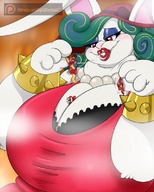 drawing giantess furry anthro color cleavage mario huge_breasts kissing nintendo lipstick super_mario rabbit_girl cappy super_mario_odyssey between_breasts digitaldomain123
