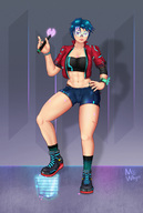 drawing color destruction buildings glasses climbing blue_hair shoes foot_crush shrunken_people scifi running_away hologram micwhyss