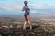 giantess collage city mega high_heels brunette sunglasses looking_at_viewer giulio_10