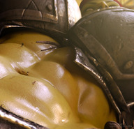 giantess large_breasts navel abs looking_down orc jetslasher on_stomach green_skin digital_render bare_midriff orc_girl