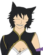 black_hair cat_ears smiling short_hair kali blake no_background rwby beladana gtsgunrunner
