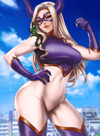 drawing giantess horns city color anime superhero smiling flexing superheroine tsuyu_asui my_hero_academia dandonfuga mt._lady