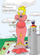 breasts drawing giantess vore mega blonde color handheld mario princess_peach castle gloves dress frakass crown forest dialogue mass_vore