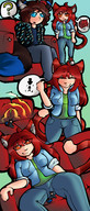 drawing gentle tail comic color shrinking jeans brunette red_hair cat_girl sofa hoodie mspaintgts triston
