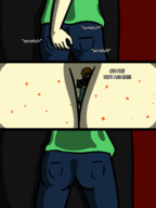 drawing comic color red_hair lying_down unaware shrunken_man freckles scratching honmetgts