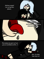 drawing blushing comic black_hair color tongue blue_eyes licking succubus kissing grey_hair implied_vore dream_sequence honmetgts