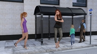 blonde long_hair clothed high_heels jeans shoes multiple_sizes red_hair ponytail dress mini_giantess amazon walking women standing sweater bus_stop digital_render onlooker inkonitoman