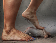 giantess barefoot blood foot_crush pinned nail_polish blue_nails digital_render aprillismyrlgf