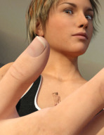 nude blonde handheld short_hair unknown_artist shrunken_man looking_down indoors in_palm digital_render