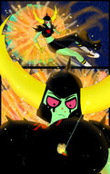 breasts drawing growth giantess white_hair giga alien space comic color destruction planet skirt gloves growth_ray sneakers freckles disney helmet green_skin cosmic_giantess bare_midriff lord_dominator wander_over_yonder iceoff2