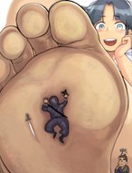 drawing giantess color barefoot foot_crush ninja stuck_on_sole bakugeki_no_g