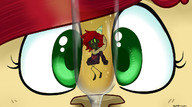 drawing furry anthro color green_eyes red_hair shrunken_man close_up wendy looking_at_tiny tdart party_hat td out_of_frame dropper