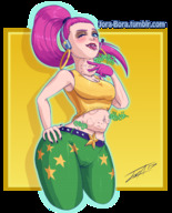 drawing vore color long_hair tongue pink_hair ponytail hoop_earrings top jora-bora throat_bulge