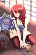 drawing color long_hair cleavage water underwater red_hair shrunken_man drowning indoors cleaning necklace bucket sugarnhoney