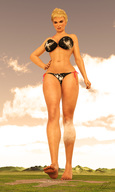 giantess giga blonde destruction toes barefoot soles angry short_hair walking digital_render luthorlittle