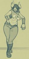 drawing giantess monochrome black_hair long_hair under_breast no_background kononiko