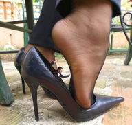 collage clothed high_heels in_shoe nylons unaware shrunken_man suit pantsuit msku