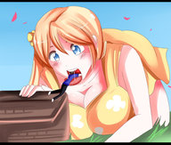 drawing giantess vore blonde blue_eyes shrunken_man saintxtail strewberry