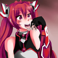 drawing giantess vore blushing color tongue saliva brown_eyes red_hair shrunken_woman dangle imminent_vore saintxtail