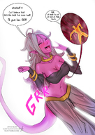 drawing white_hair vore color tongue mouth dbz dragon_ball shrunken_man no_background pink_skin 1zumy android_21