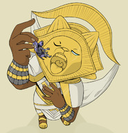 drawing vore furry anthro sandals open_mouth dark_skin between_fingers imminent_vore no_background pinched magic_the_gathering oketra emmacat64