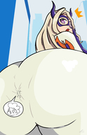 drawing giantess horns blonde color butt trapped under_clothes my_hero_academia minoru_mineta mt._lady gamers-anonymous