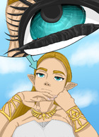 drawing micro blonde long_hair eye unaware necklace bracelet pointed_ears eyelash greenmatcha on_eyelash princess_zelda_(the_legend_of_zelda)