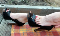 collage barefoot high_heels in_shoe shrunken_man red_nails nail_polish marklovefeet