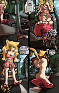drawing crush panties upskirt blonde comic color green_eyes blood gore sandals foot_crush ash walking unaware shrunken_people cat_girl flip_flops disgust mspaintgts crossguard
