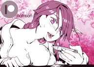 drawing giantess vore color breast_crush drunk horn imminent_vore sake lucky_b