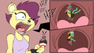 drawing vore furry anthro open_mouth top hanging_on nose_ring imminent_vore rookiex