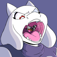 drawing vore furry anthro color clothed open_mouth imminent_vore no_background undertale toriel rookiex