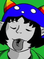 drawing vore black_hair short_hair hat homestuck no_background pointed_ears grey_skin honmetgts
