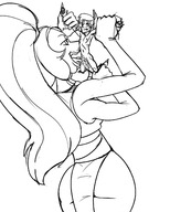 drawing gentle giantess monochrome penis handheld oral saliva sketch extra_arms steven_universe opal_(steven_universe) aweopalta