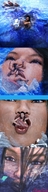 giantess nude vore large_breasts multiple_sizes open_mouth swimming boats digital_render johnnyscribe