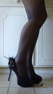 collage blonde high_heels domination lying_down bondage nylons shrunken_woman floor